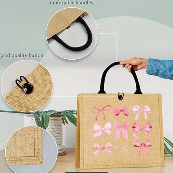 Pink Bow Tote Bag - Picture 6 of 14